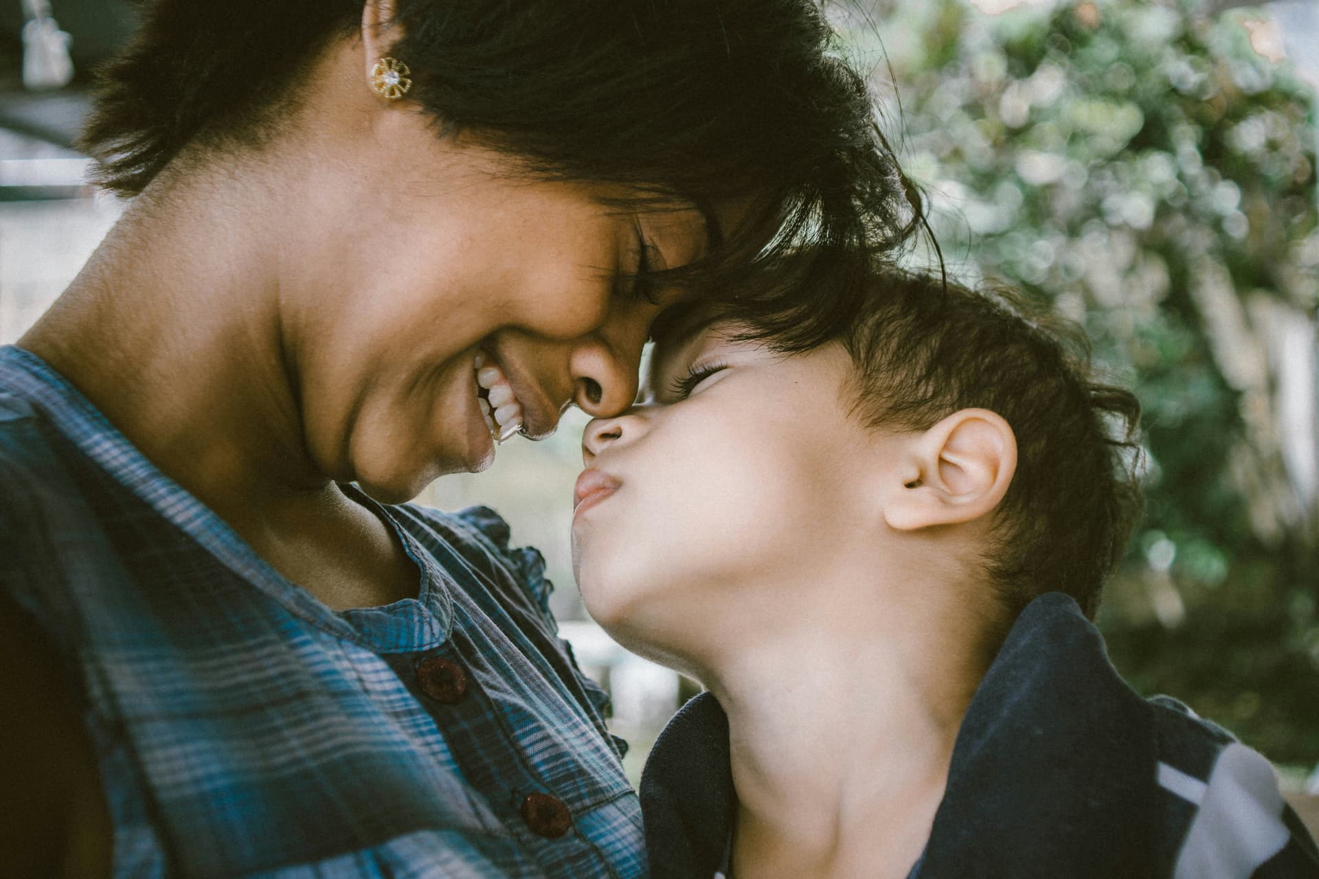 Parent and child sharing a tender moment